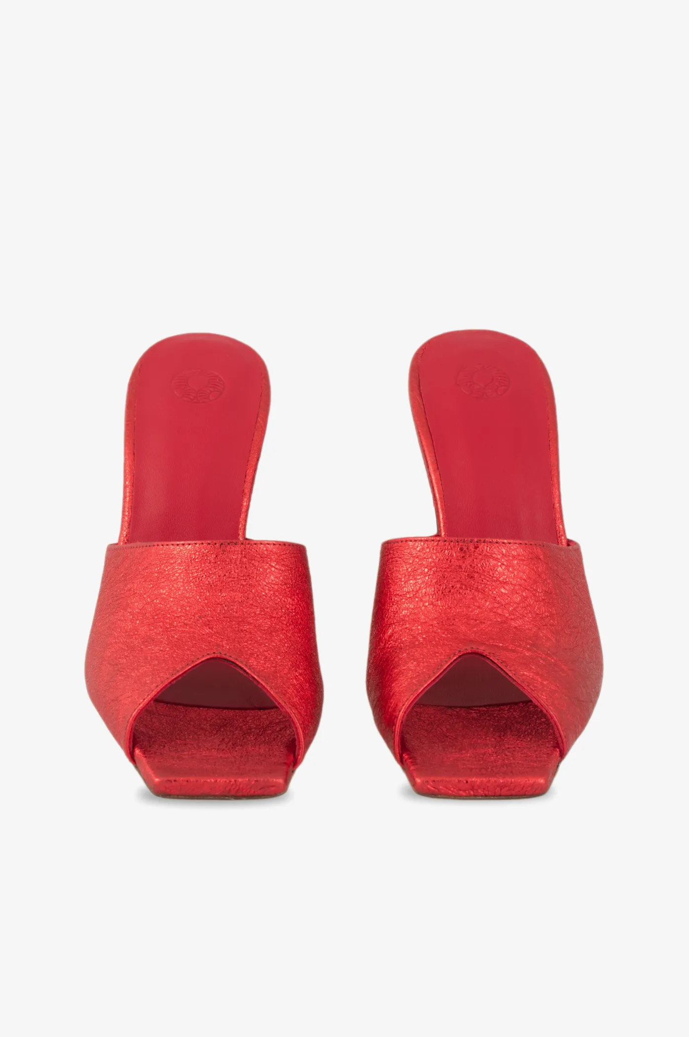 Red Metallic Nappa Mules