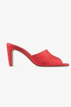 Red Metallic Nappa Mules