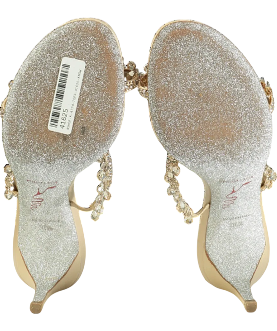 Ren Caovilla Nude 75mm Crystal-embellished Leather Mules UK 5.5 EU 38.5 