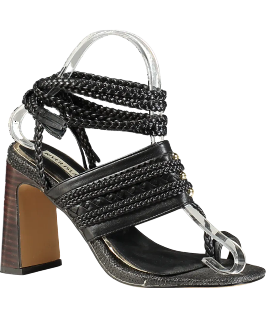 River Island Black Strappy Block Heels UK 3 EU 36 