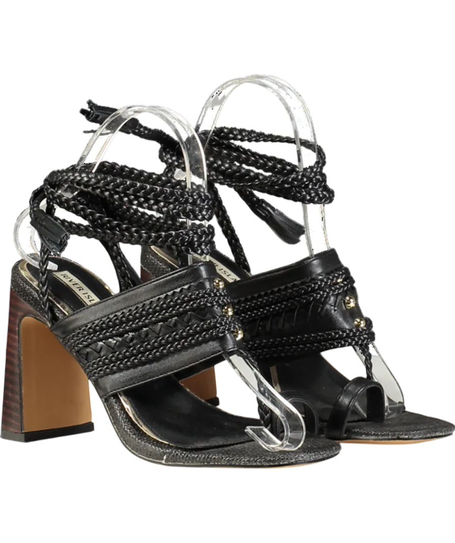 River Island Black Strappy Block Heels UK 3 EU 36 