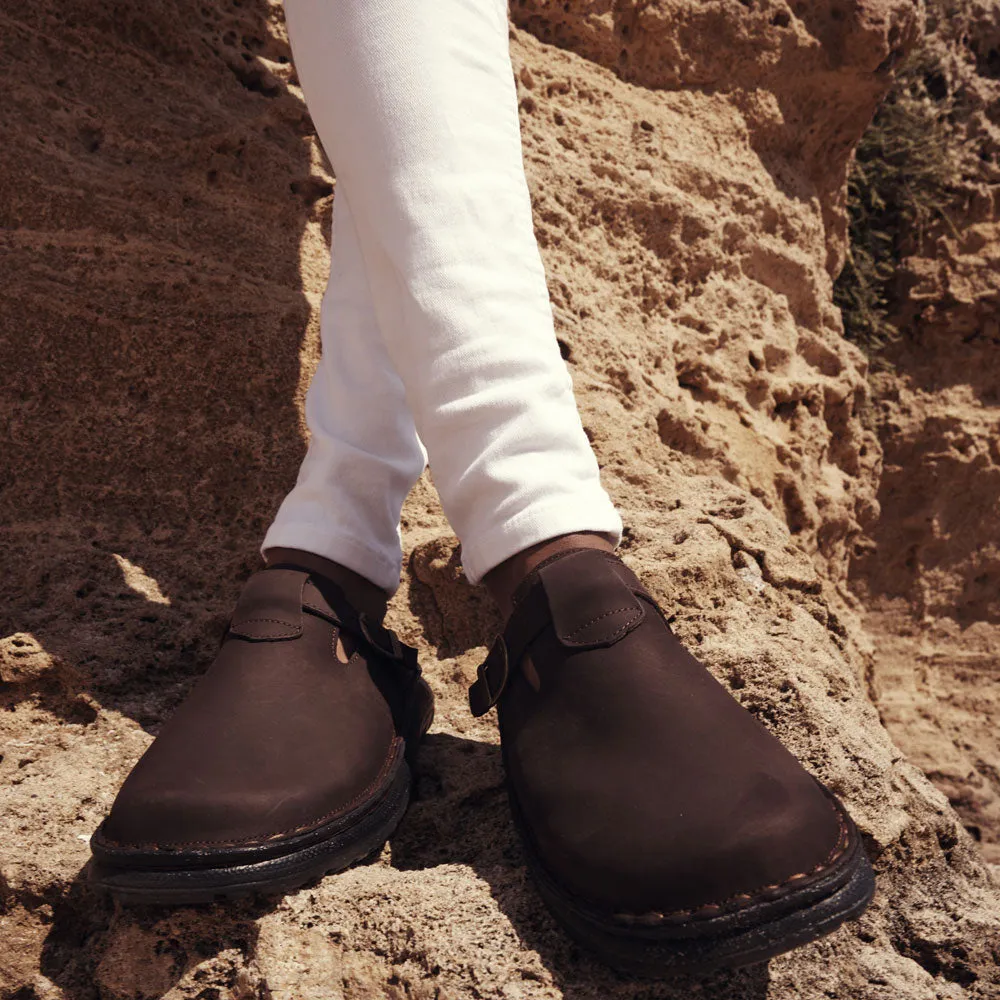 Sawyer - Leather Clog-Toe Sandal | Brown Nubuck