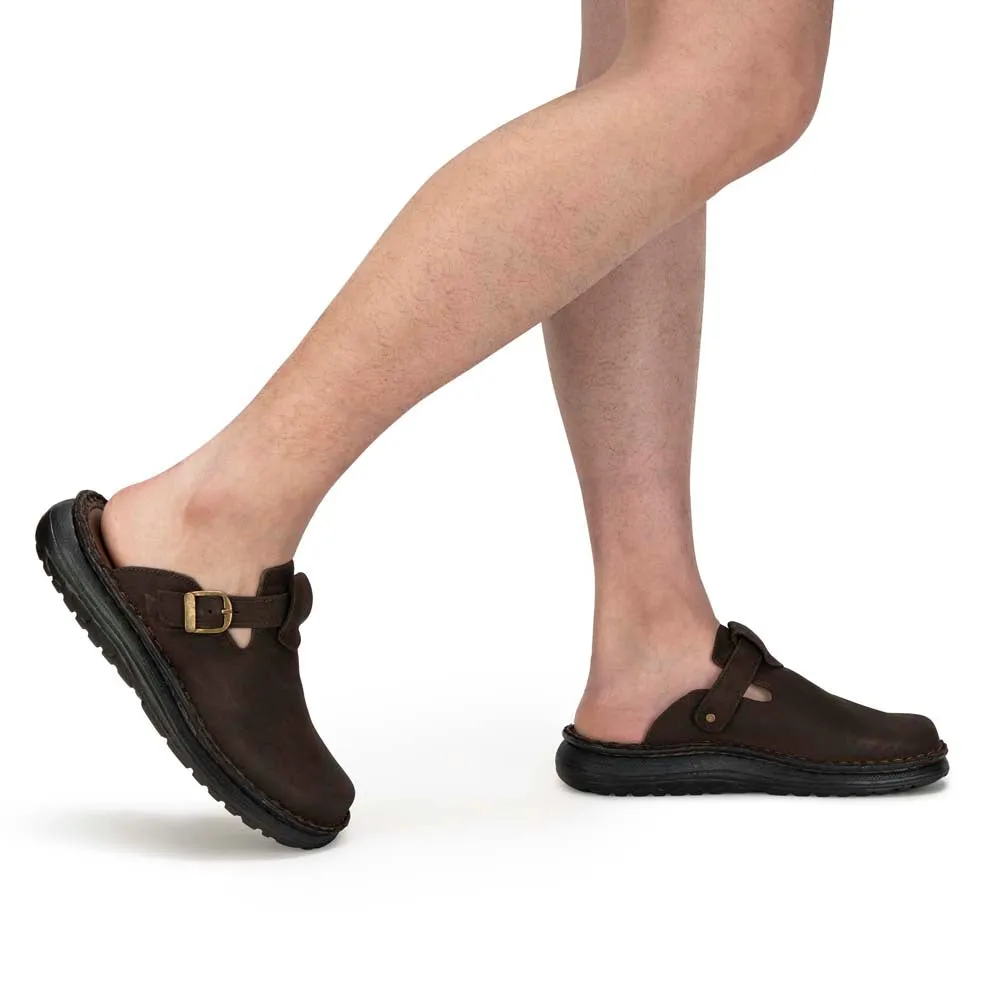 Sawyer - Leather Clog-Toe Sandal | Brown Nubuck