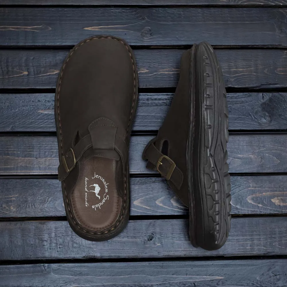 Sawyer - Leather Clog-Toe Sandal | Brown Nubuck