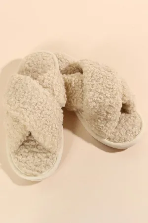 Sherpa Design Slippers in Beige