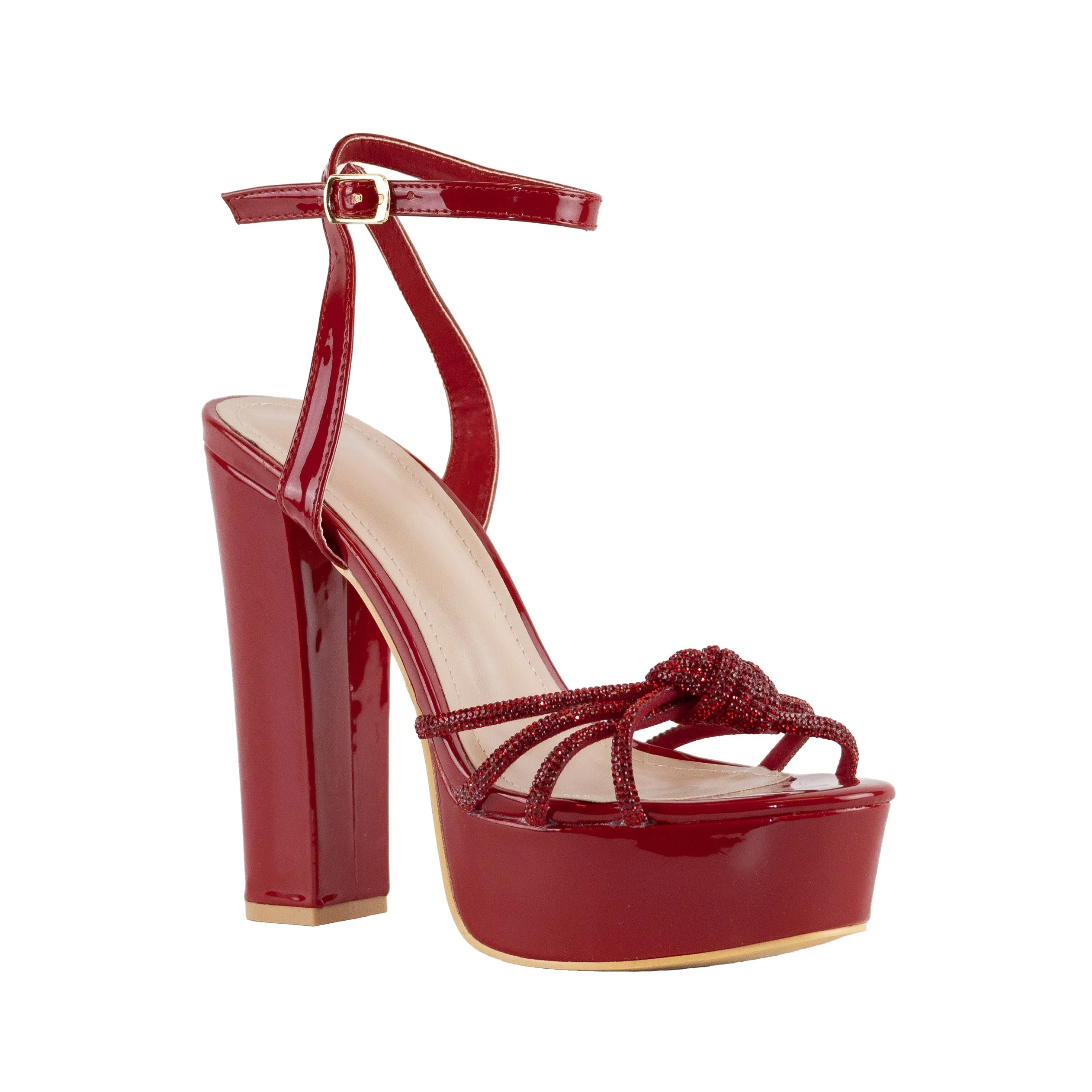 Skyline - Embellished Block Heel Ankle Strap Sandals, Platform Design, Glamorous Summer Footwear, Perfect for Parties or Special Occasions
