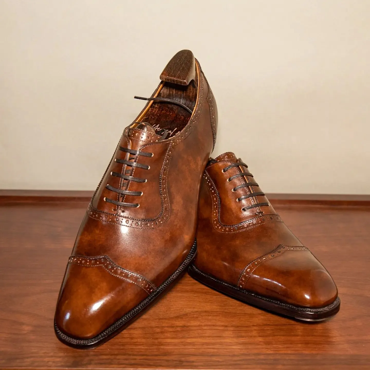 Tan Leather Tamira Brogue Toe Cap Adelaide Oxfords - Formal Shoes - AW24