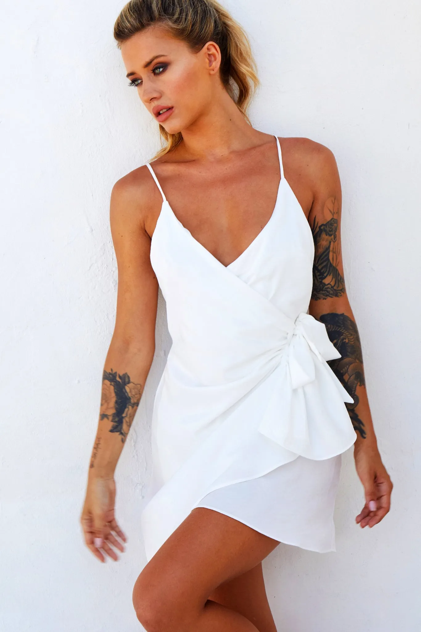 That's A Wrap Mini Dress - White