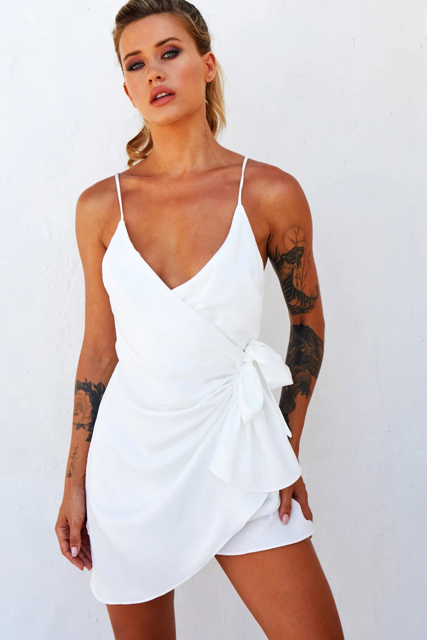 That's A Wrap Mini Dress - White