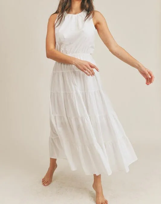 The Dixie Dress: Sleeveless Elastic Waist Side Cut Out Maxi Dress
