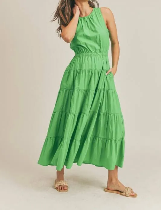 The Dixie Dress: Sleeveless Elastic Waist Side Cut Out Maxi Dress