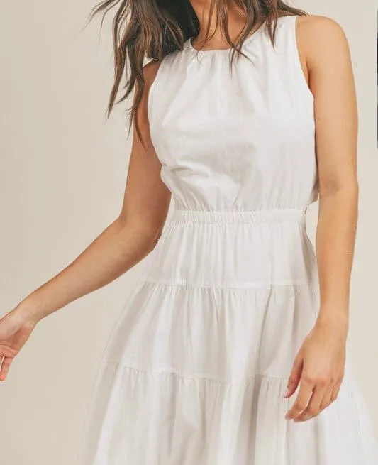 The Dixie Dress: Sleeveless Elastic Waist Side Cut Out Maxi Dress