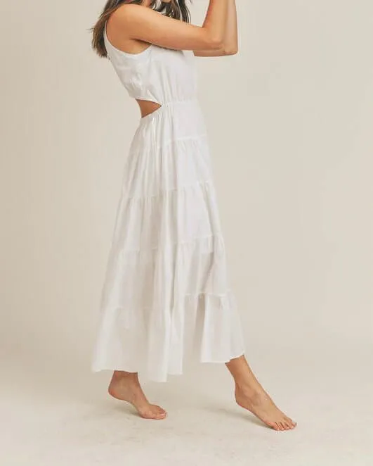 The Dixie Dress: Sleeveless Elastic Waist Side Cut Out Maxi Dress
