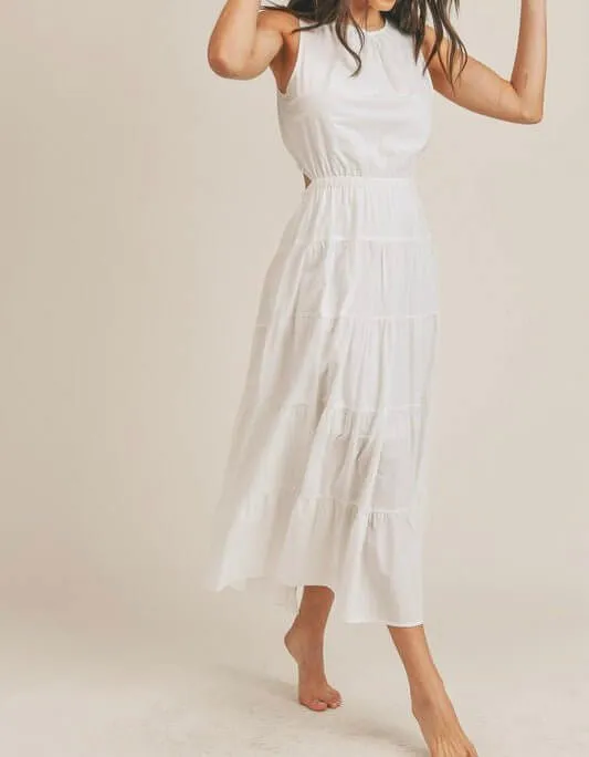The Dixie Dress: Sleeveless Elastic Waist Side Cut Out Maxi Dress