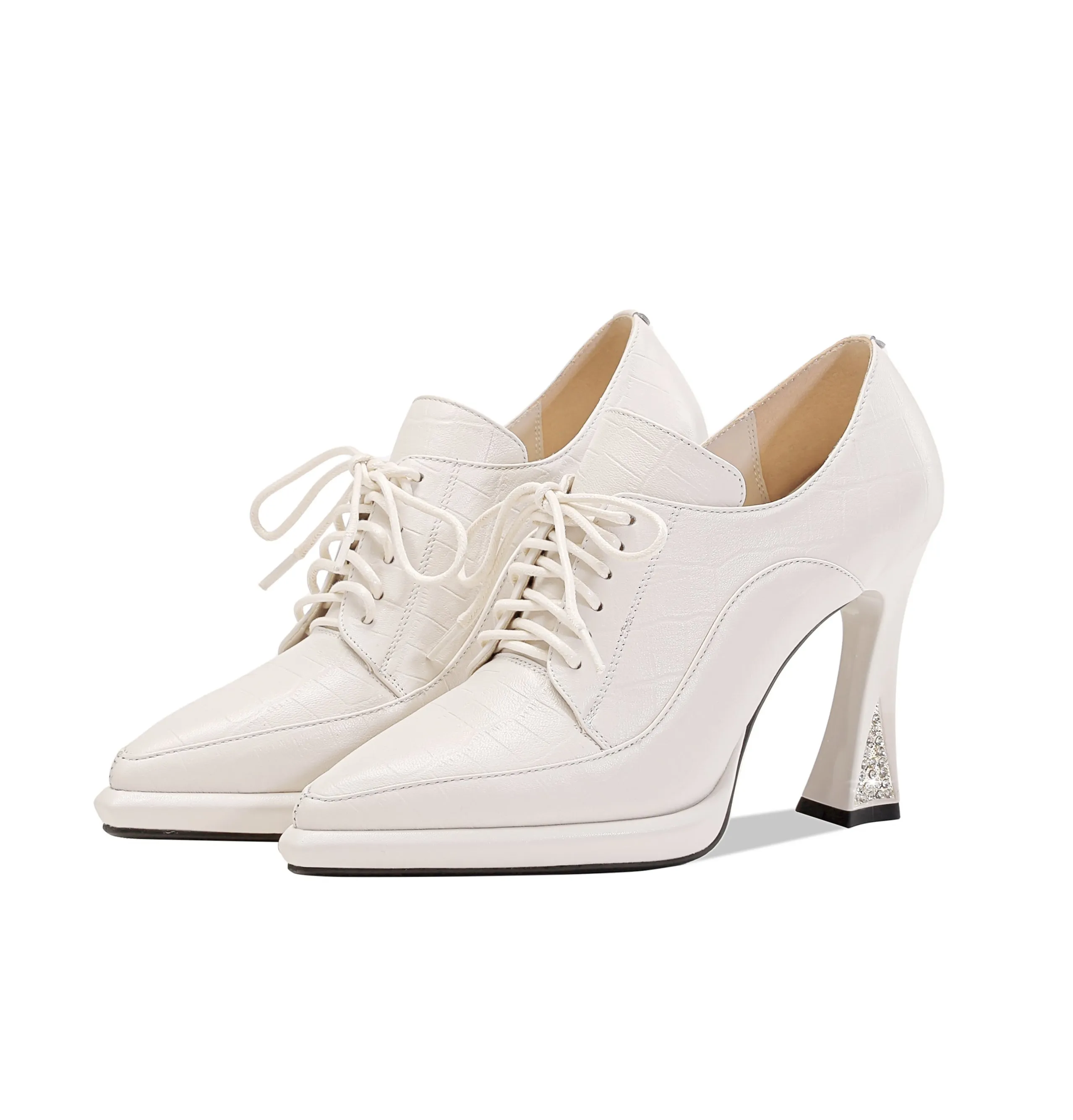 TinaCus Women's Genuine Leather Pointed Toe Handmade Lace Up Stylish High Heels Pumps Shoes