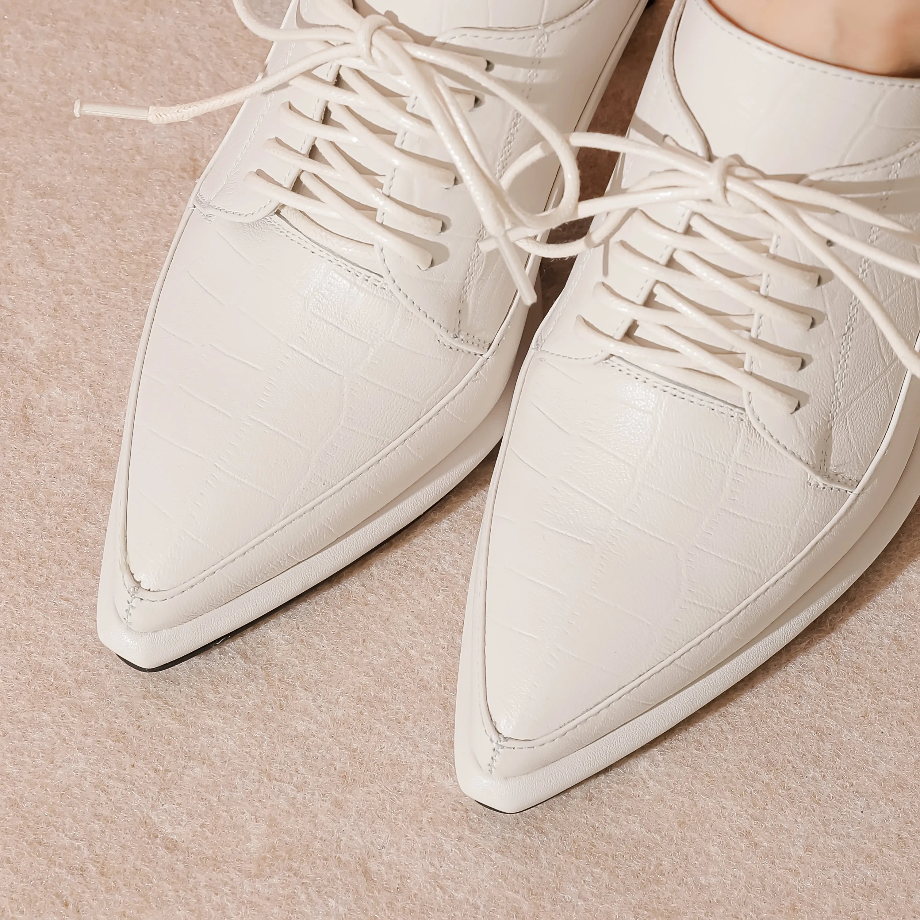 TinaCus Women's Genuine Leather Pointed Toe Handmade Lace Up Stylish High Heels Pumps Shoes