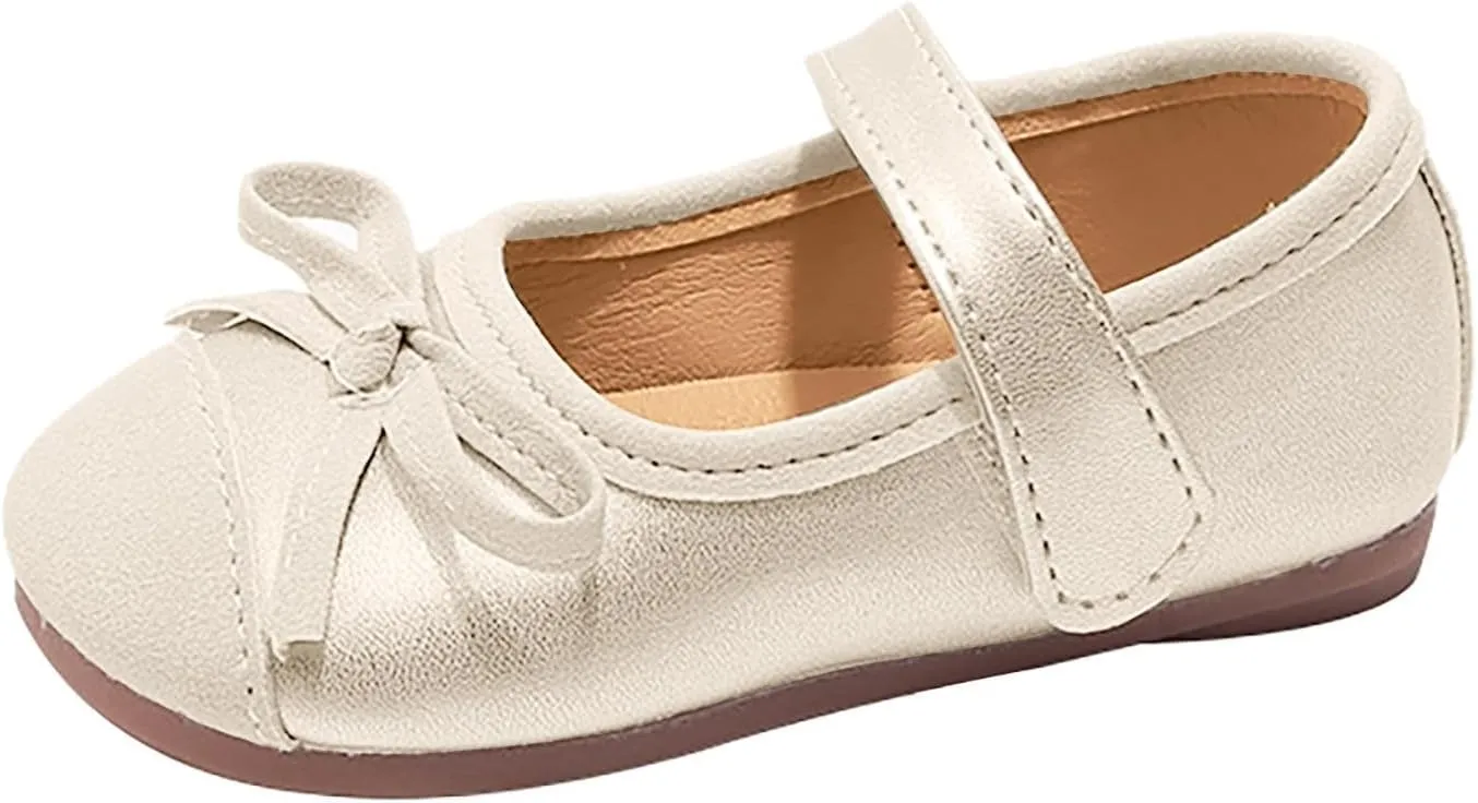 Toddler Baby Girls Mary Jane Dress Shoes Sparkle Bow Ballerina Flats for Wedding Party Birthday Christmas Walking