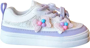 Toddler Kids Lace-Up Fashion Sneakers with Bow Girls Platform Sneakers Tennis Walking Shoes Lightweight