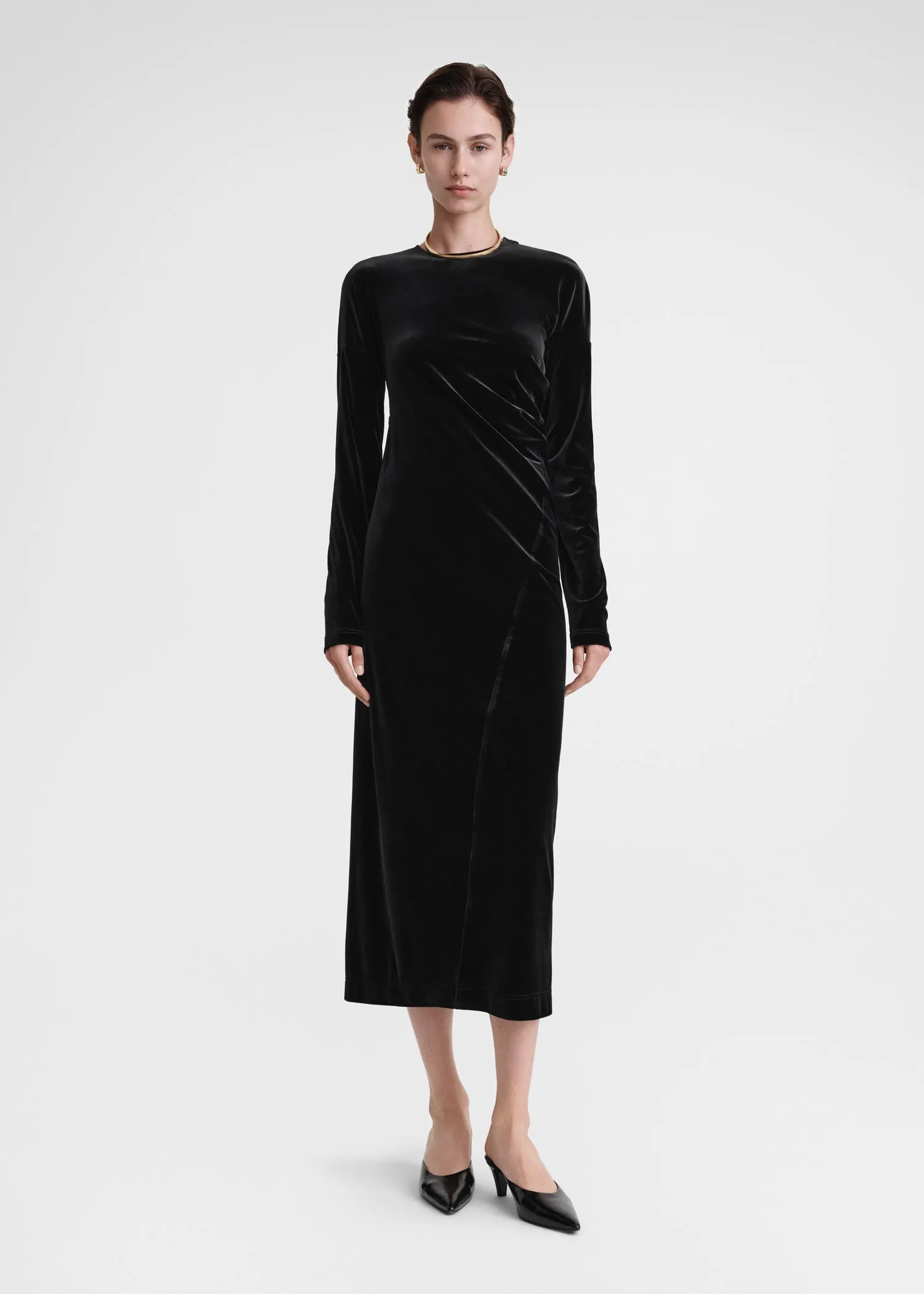 Twisted velvet dress black