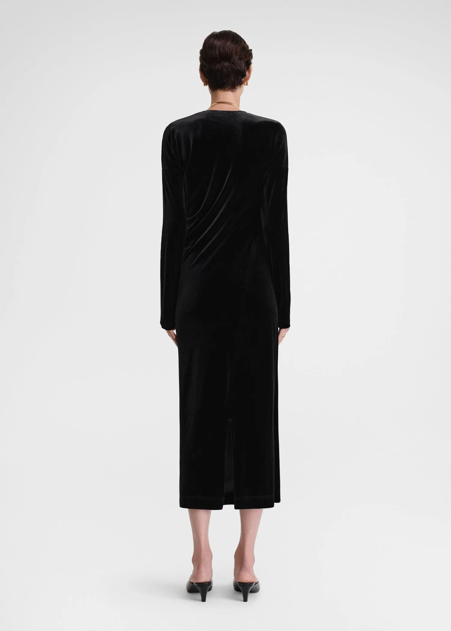 Twisted velvet dress black