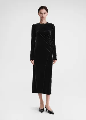 Twisted velvet dress black