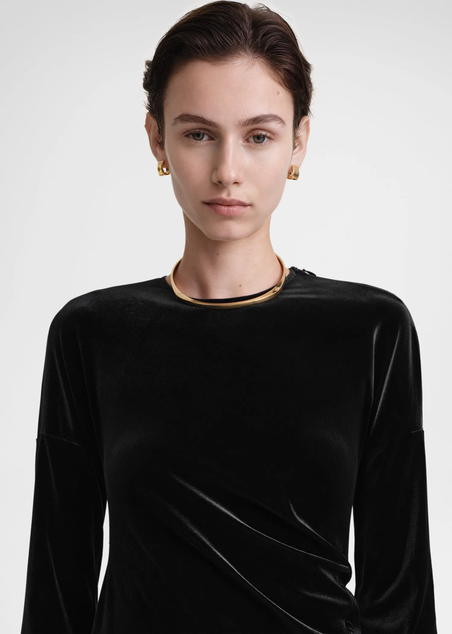 Twisted velvet dress black