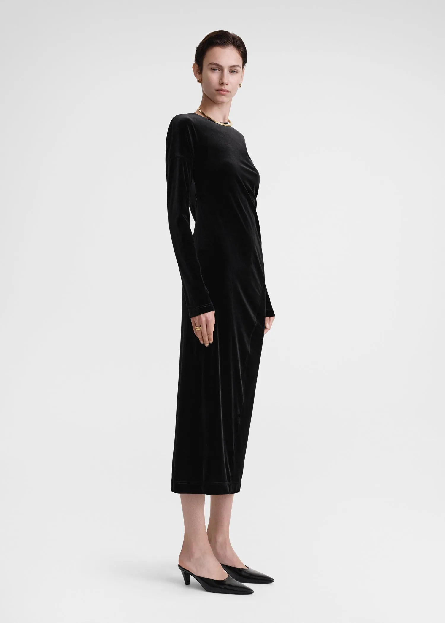 Twisted velvet dress black