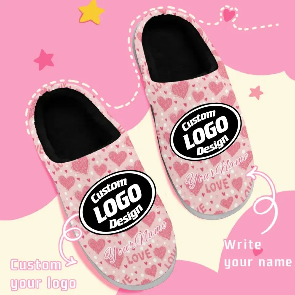 Unique Gift,Personalized Cozy Heart Fur Slippers, Custom  Couple隆炉s Indoor Shoes for Valentine's Day