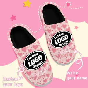 Unique Gift,Personalized Cozy Heart Fur Slippers, Custom  Couple隆炉s Indoor Shoes for Valentine's Day
