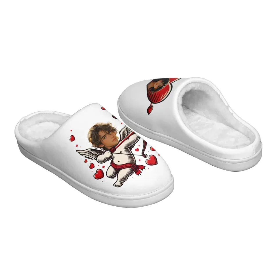 Unique Gift,Personalized Cozy Heart Fur Slippers, Custom Romantic Slippers, Unique Valentine's Gift