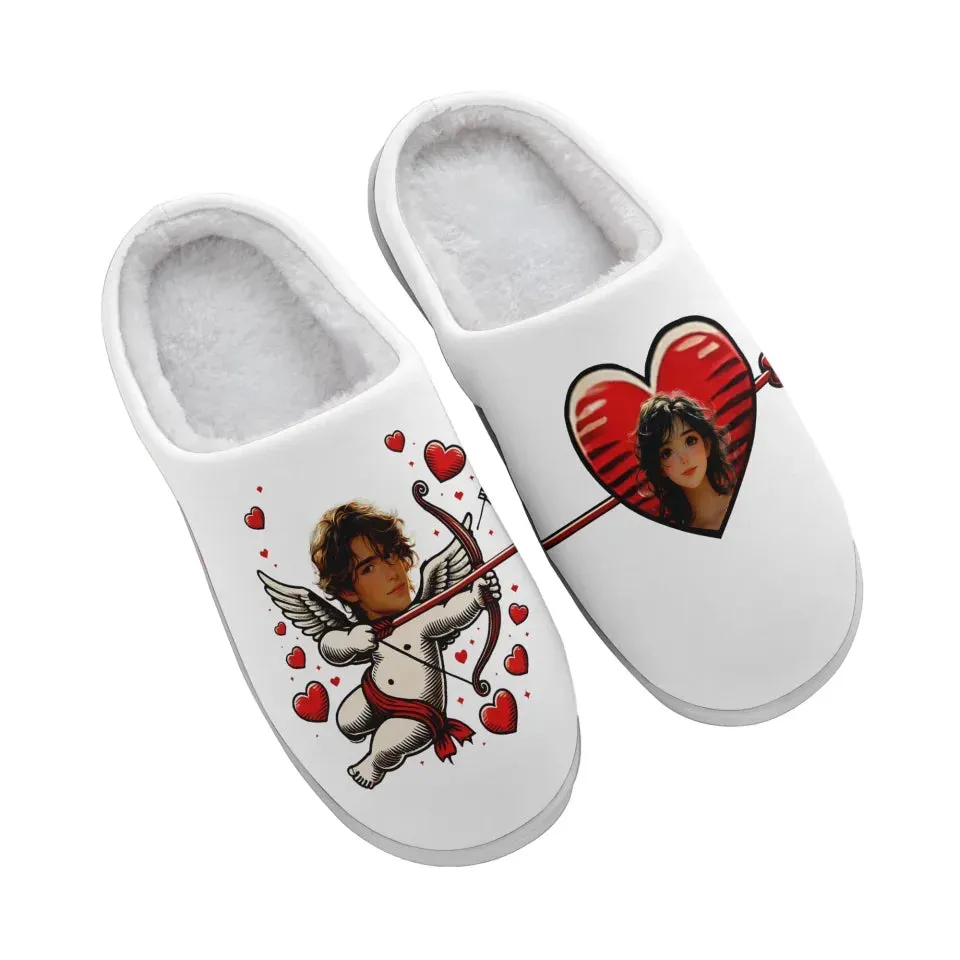 Unique Gift,Personalized Cozy Heart Fur Slippers, Custom Romantic Slippers, Unique Valentine's Gift