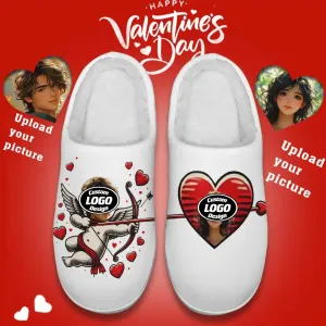 Unique Gift,Personalized Cozy Heart Fur Slippers, Custom Romantic Slippers, Unique Valentine's Gift