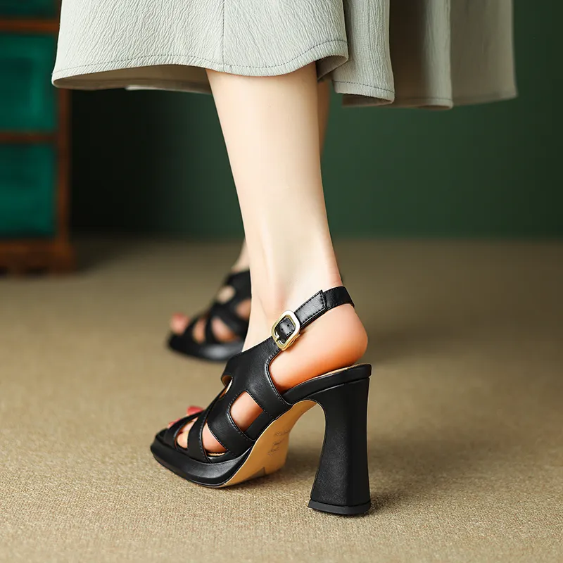 USS Shoes Oriana Women's Leather High Heels Platform Sandals
