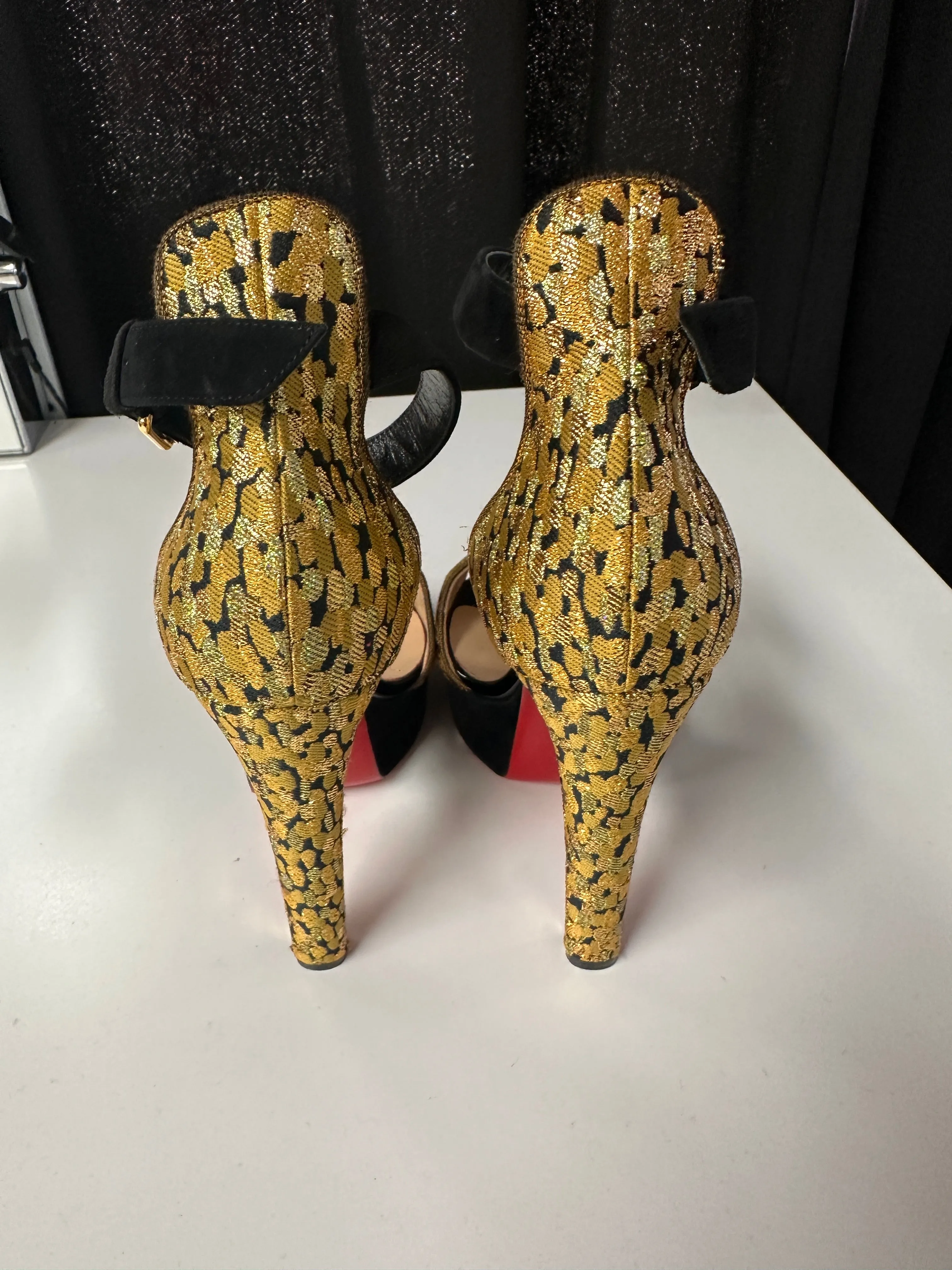 Velvet & Jacquard Tuctopen Ankle Wrap Sandals