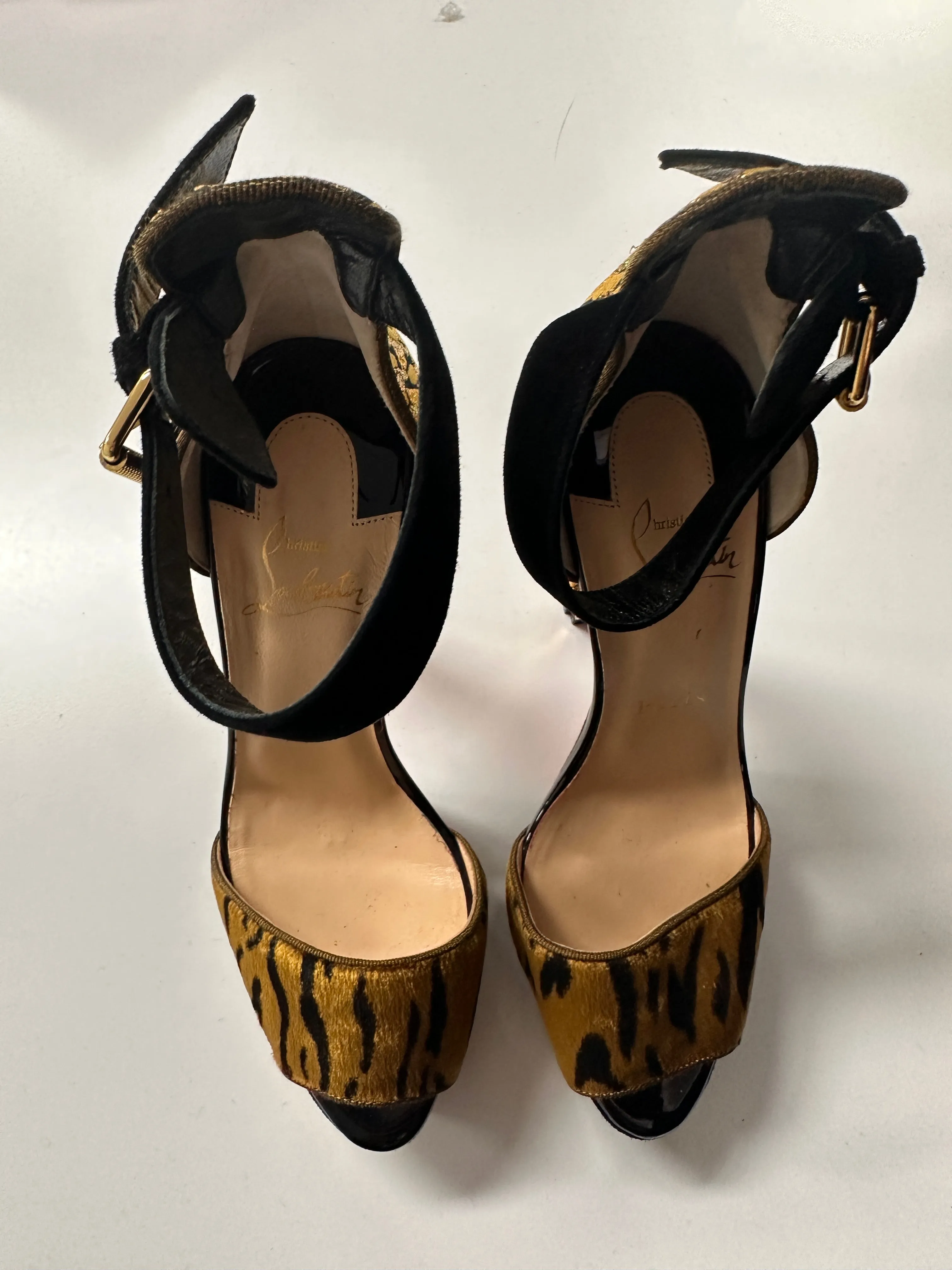 Velvet & Jacquard Tuctopen Ankle Wrap Sandals
