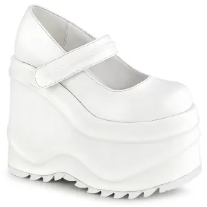 WAVE-32 DemoniaCult White Vegan Leather Sexy Women's Heels & Platform Shoes (Alternative Footwear)