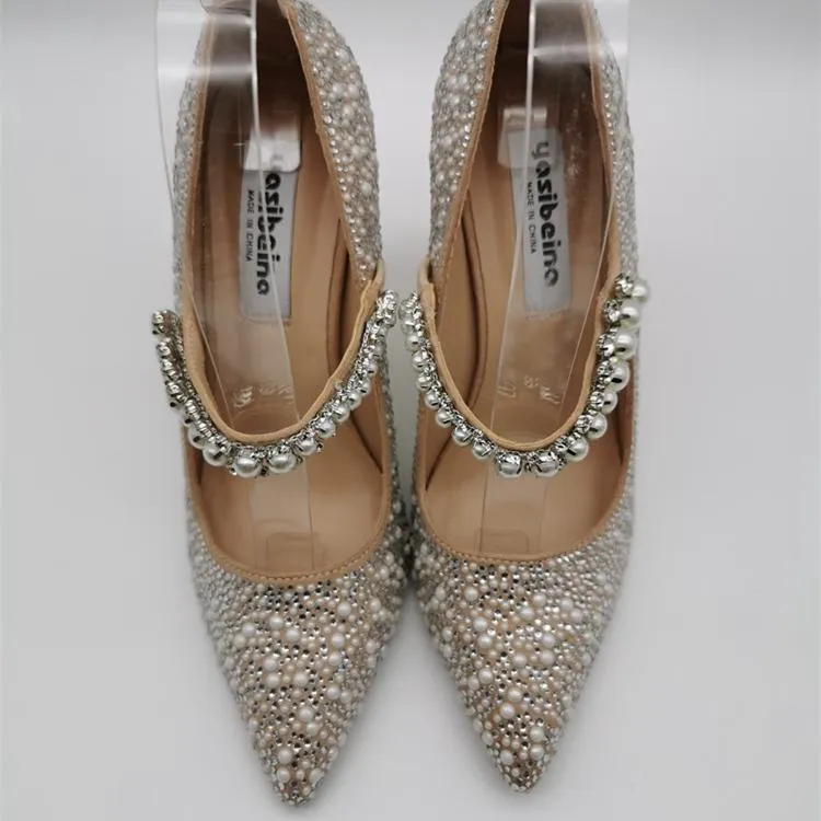 Wedding rhinestone pearls marry jane heels