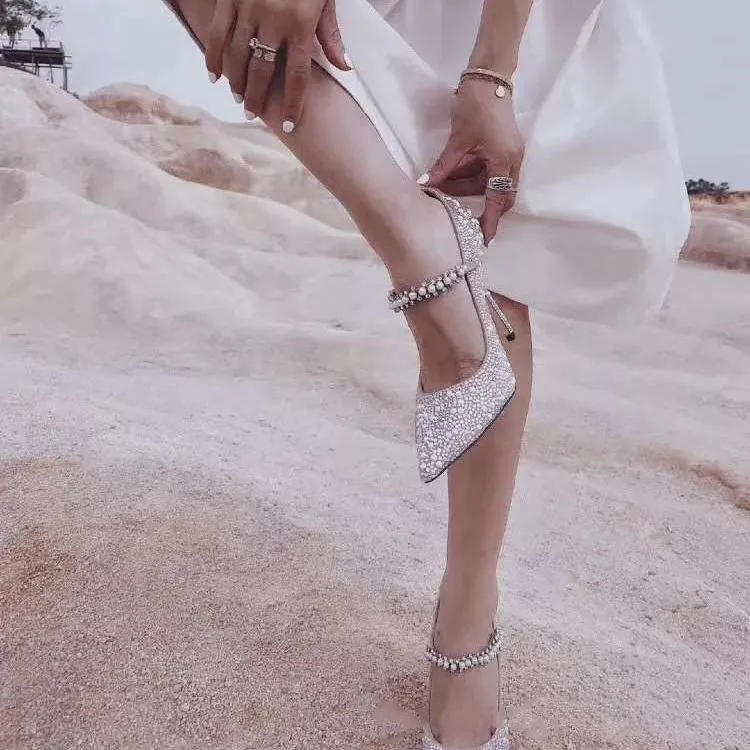 Wedding rhinestone pearls marry jane heels