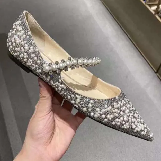 Wedding rhinestone pearls marry jane heels