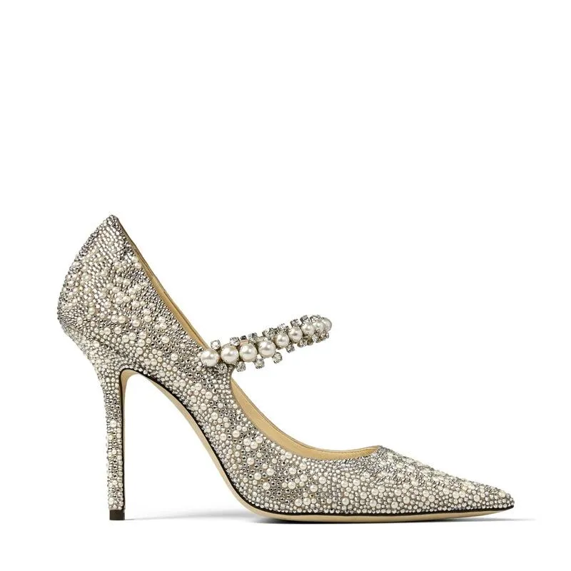 Wedding rhinestone pearls marry jane heels