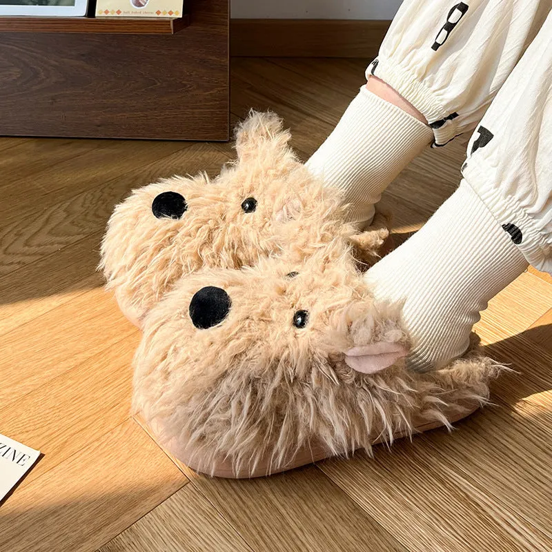 Wholesale Scribbled Puppy Winter Indoor Non-slip Warm Wool Shoes