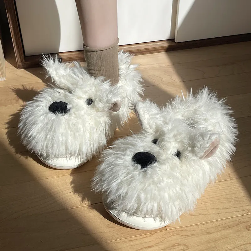Wholesale Scribbled Puppy Winter Indoor Non-slip Warm Wool Shoes
