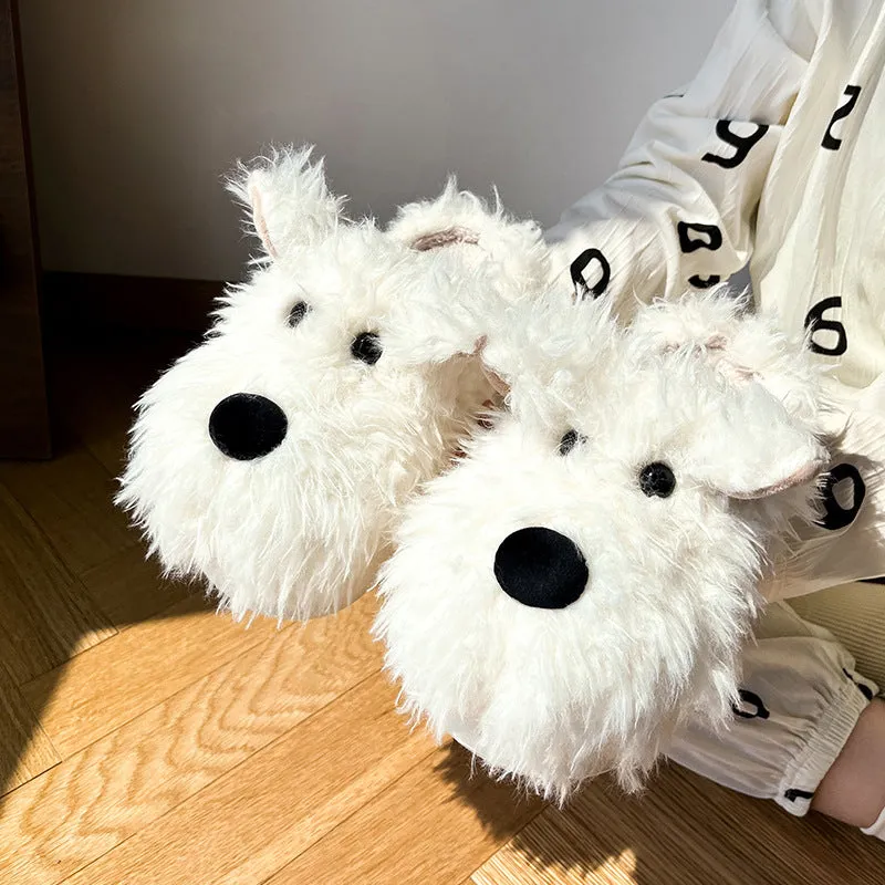 Wholesale Scribbled Puppy Winter Indoor Non-slip Warm Wool Shoes