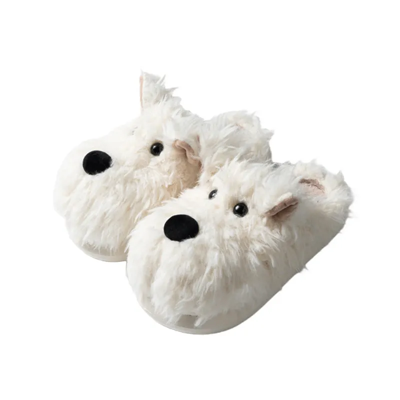 Wholesale Scribbled Puppy Winter Indoor Non-slip Warm Wool Shoes