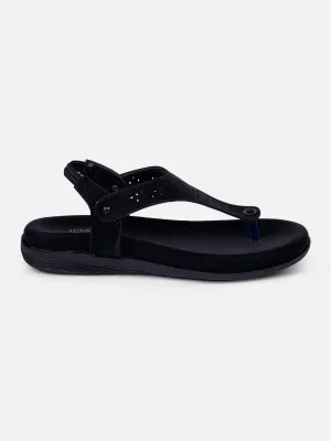 Women's Black Slingback Strap Sandals (IU6012)