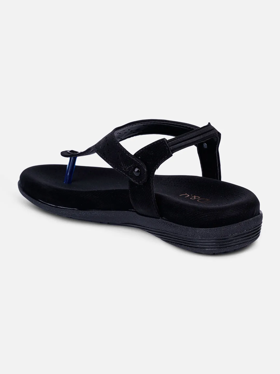 Women's Black Slingback Strap Sandals (IU6012)