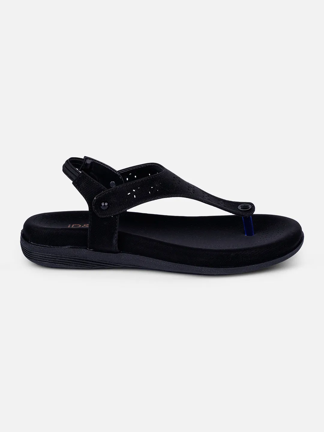 Women's Black Slingback Strap Sandals (IU6012)