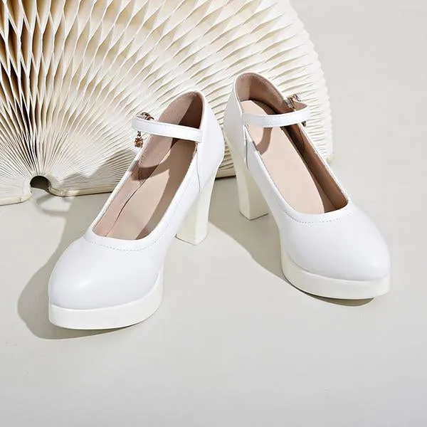 Women's Classic Versatile Buckle Block Heels Pumps 62866546S