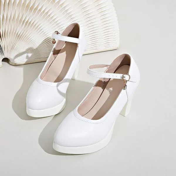 Women's Classic Versatile Buckle Block Heels Pumps 62866546S