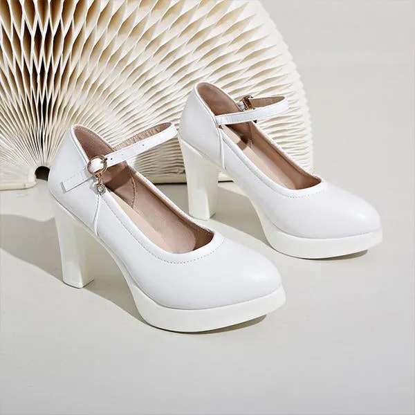 Women's Classic Versatile Buckle Block Heels Pumps 62866546S